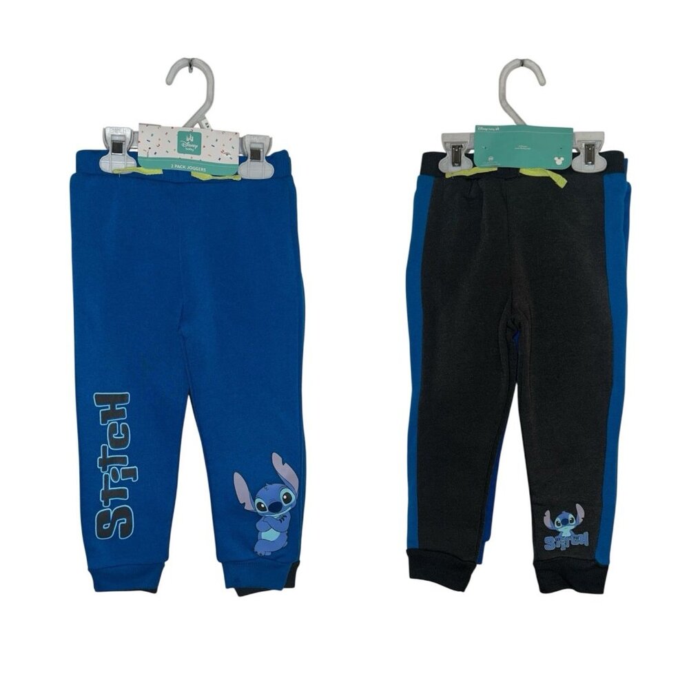 Disney Lilo & Stitch Blue & Black Stitch Print Jogger Sweat Pants 2 Pack 18 mths